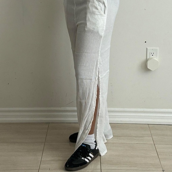 Aerie High Waisted White linen Pant - Picture 3 of 4